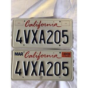 Vintage 2000's California Matching Metal License Plates expired New